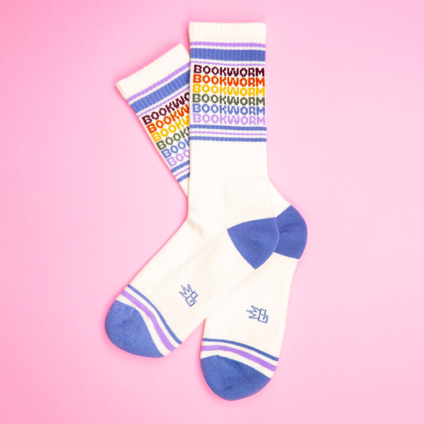 Bookworm Vintage Rainbow Gym Crew Socks • Bookish Socks