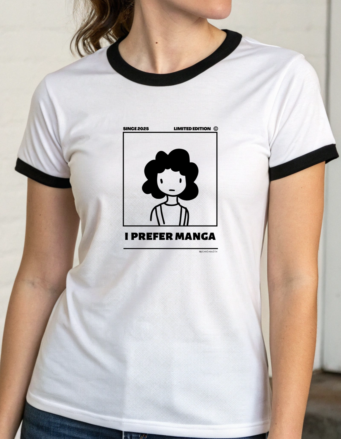 'I Prefer Manga' • Bookish T-Shirt • Women's Ringer Tee Regular fit T-Shirt