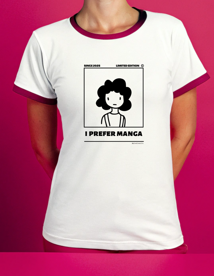 'I Prefer Manga' • Bookish T-Shirt • Women's Ringer Tee Regular fit T-Shirt