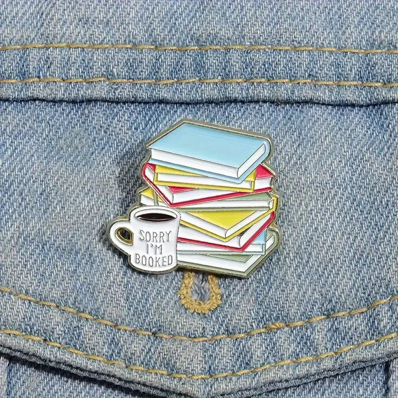 Sorry I'm Booked Book Lover's Badge • Bookish Enamel Pin