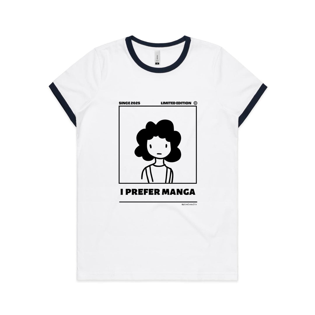 'I Prefer Manga' • Bookish T-Shirt • Women's Ringer Tee Regular fit T-Shirt