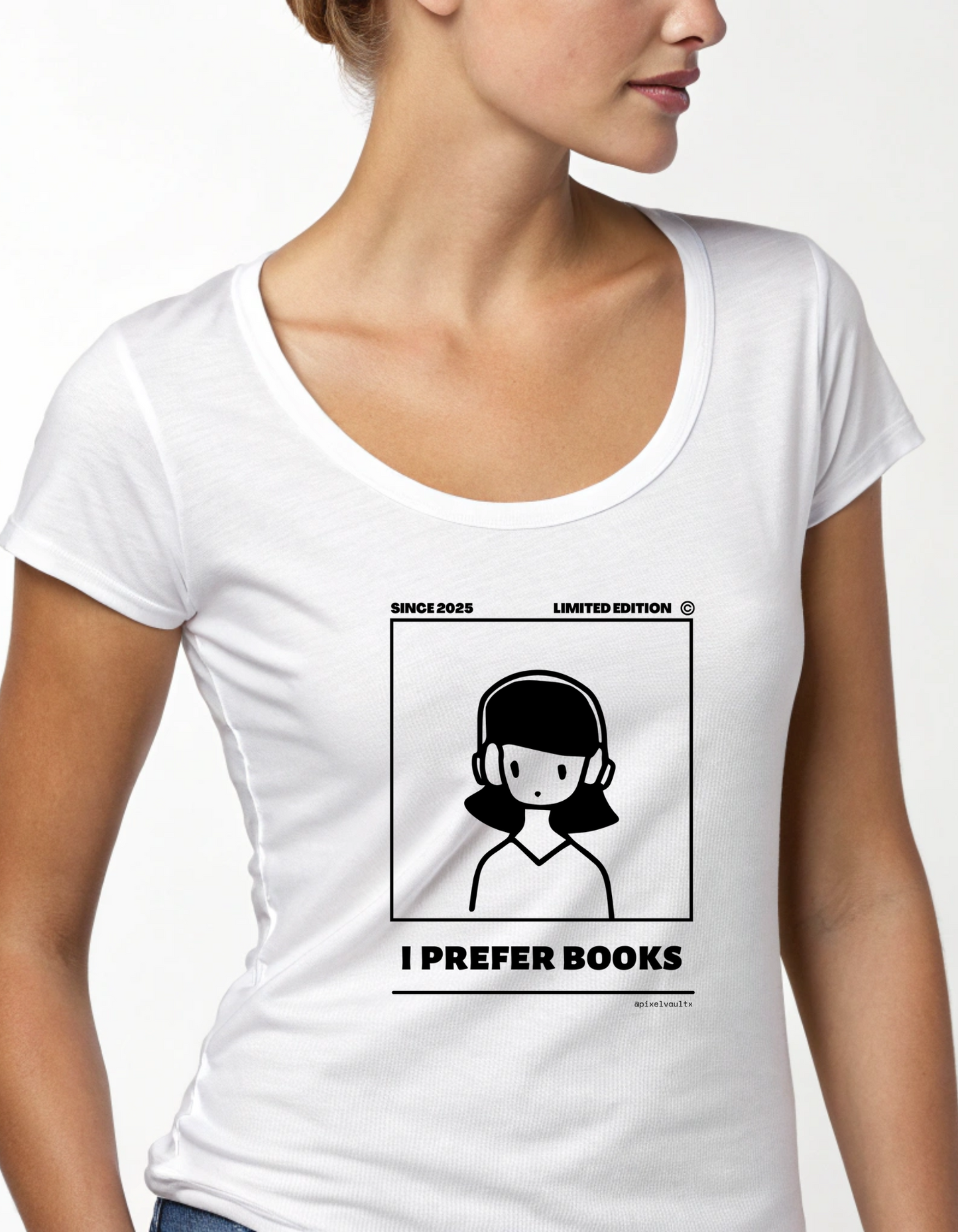 'I Prefer Books' • Bookish T-Shirt • Womens Mali Scoop Neck T-Shirt