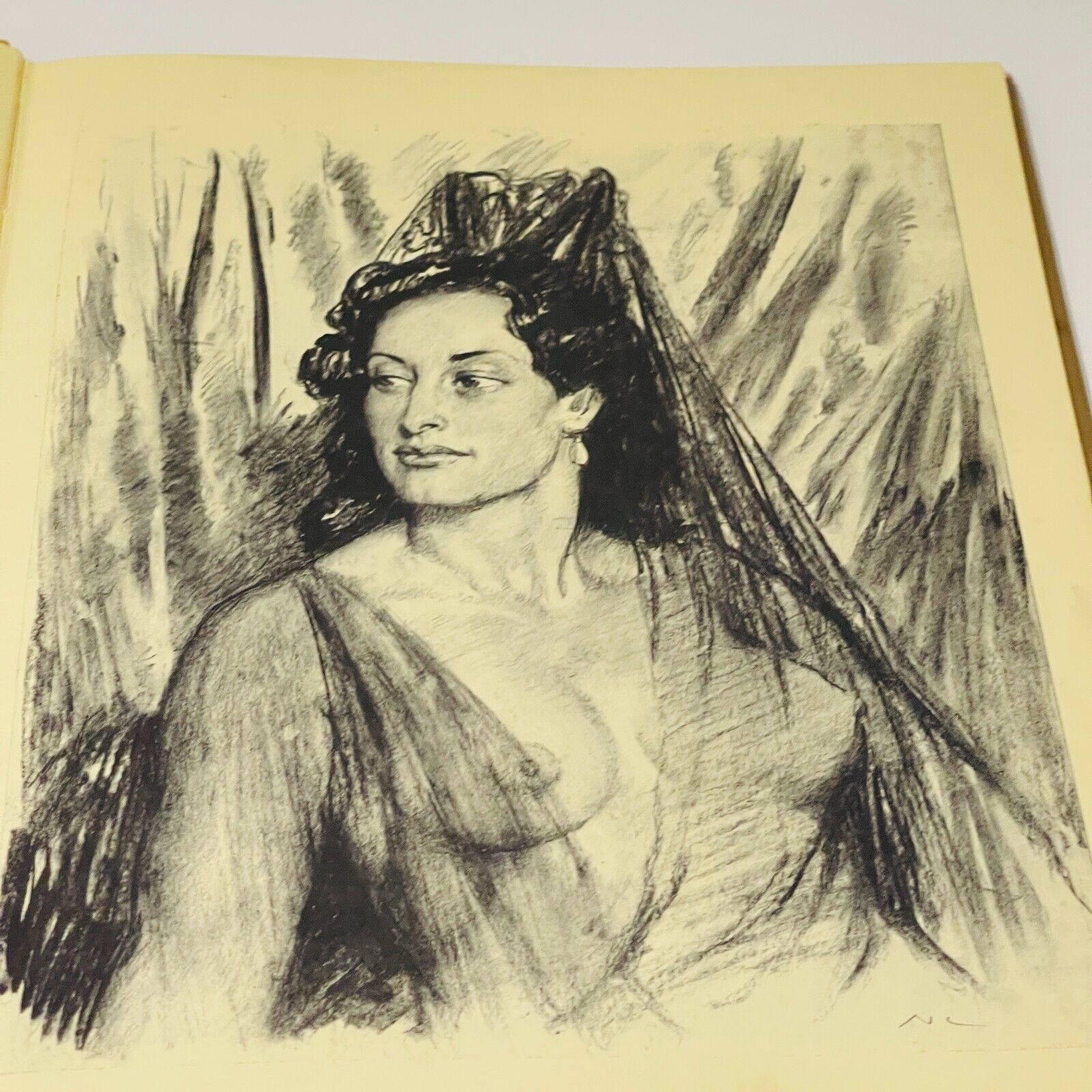 Norman Lindsay Pencil Drawings - Miss Holley Emma's Bookroom