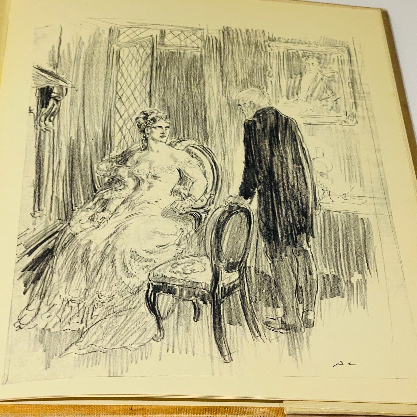 Norman Lindsay Pencil Drawings - Miss Holley Emma's Bookroom