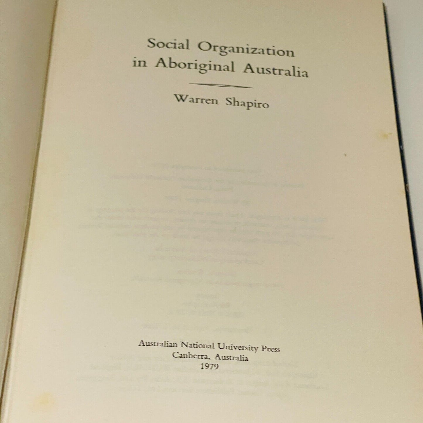 Social Organization in Aboriginal Australia