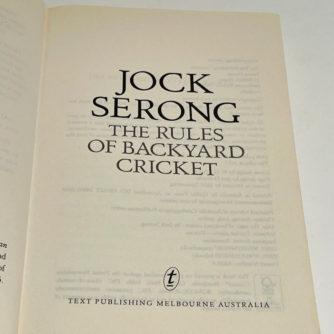 The Rules of Backyard Cricket • Jock Serong