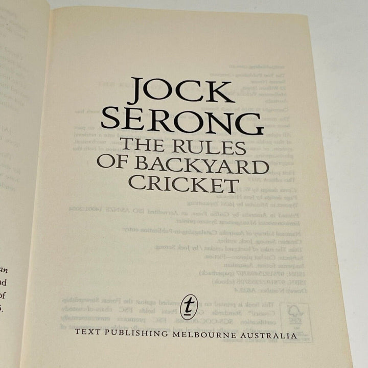 The Rules of Backyard Cricket • Jock Serong