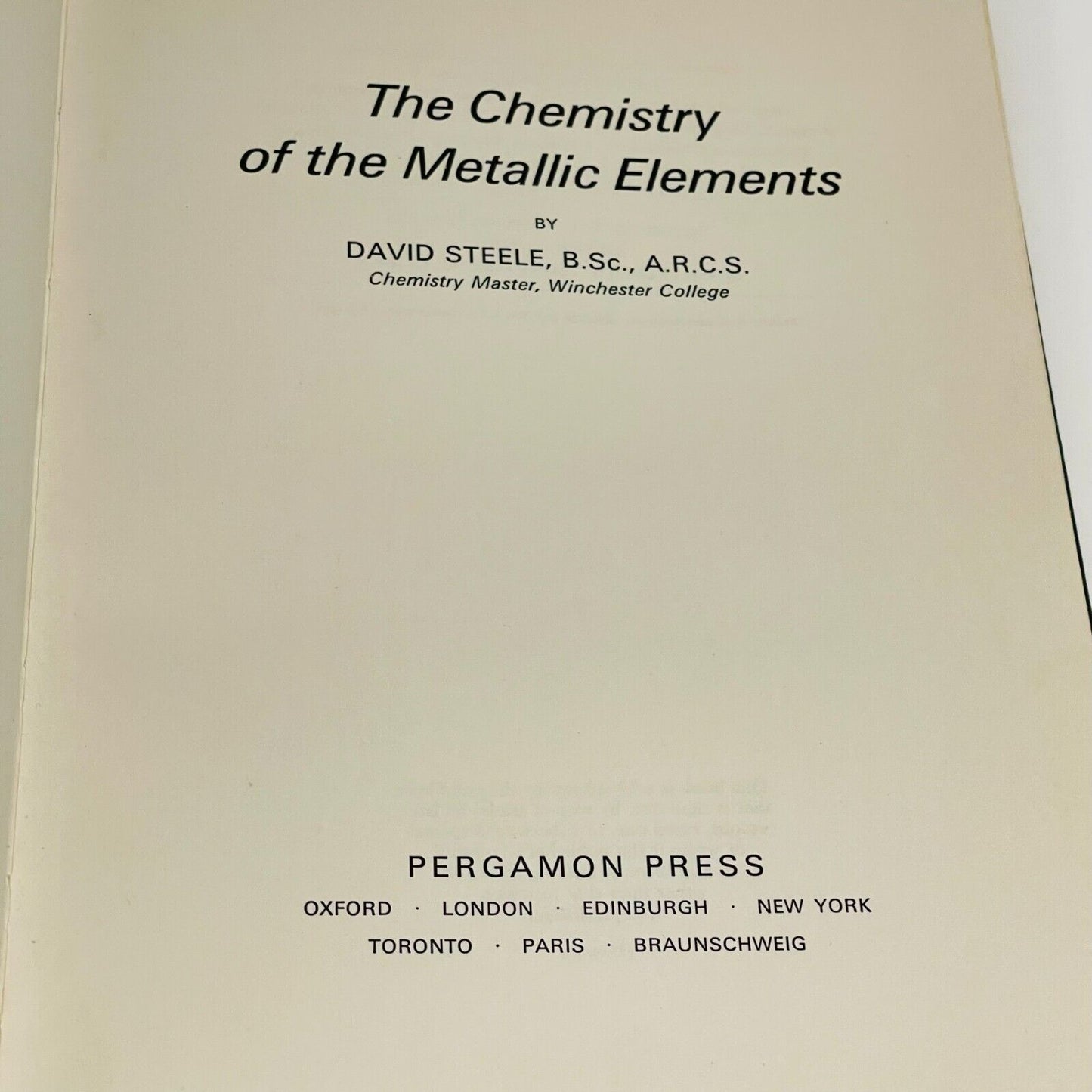 The Chemistry of the Metallic Elements