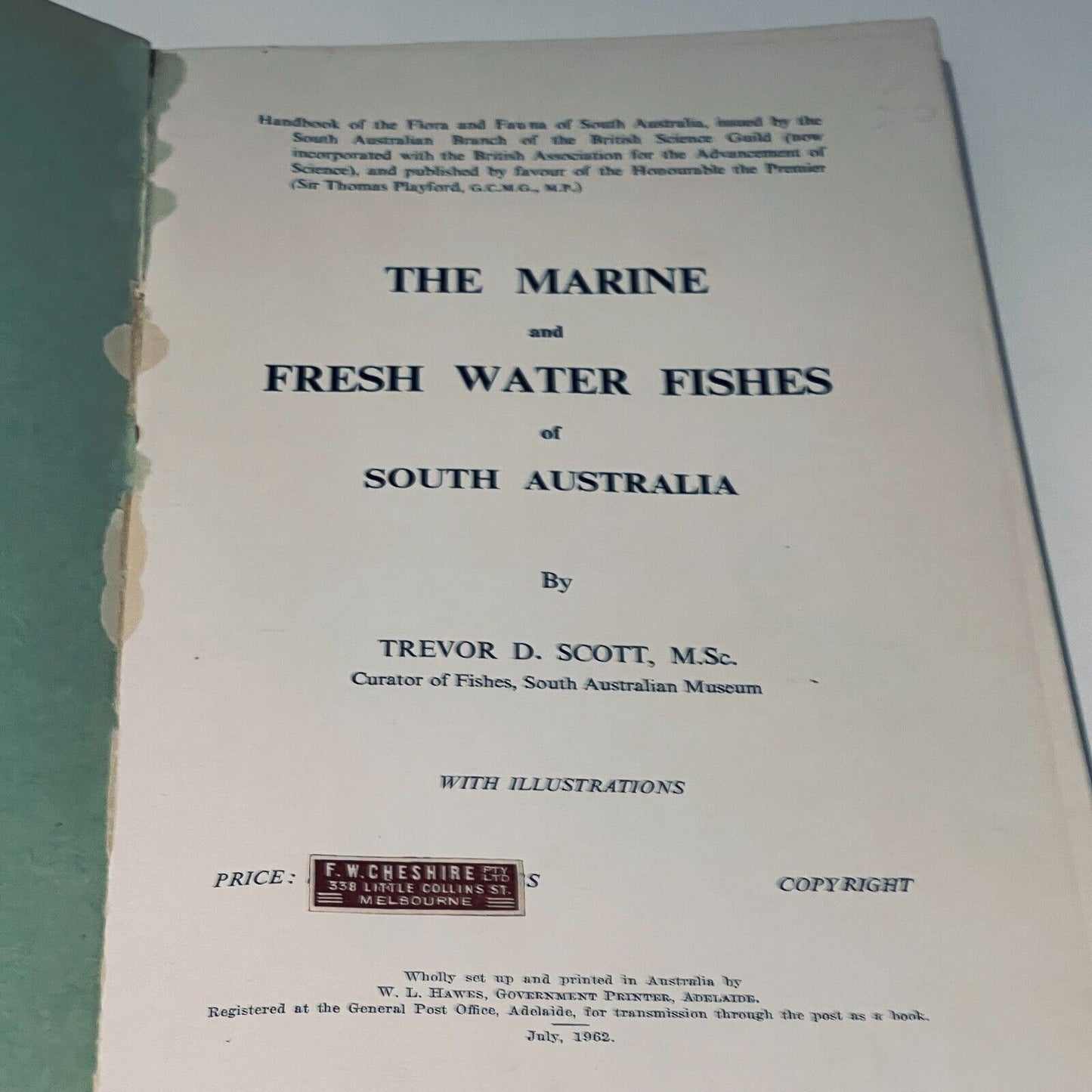 The Marine and Fresh Water Fishes of South Australia