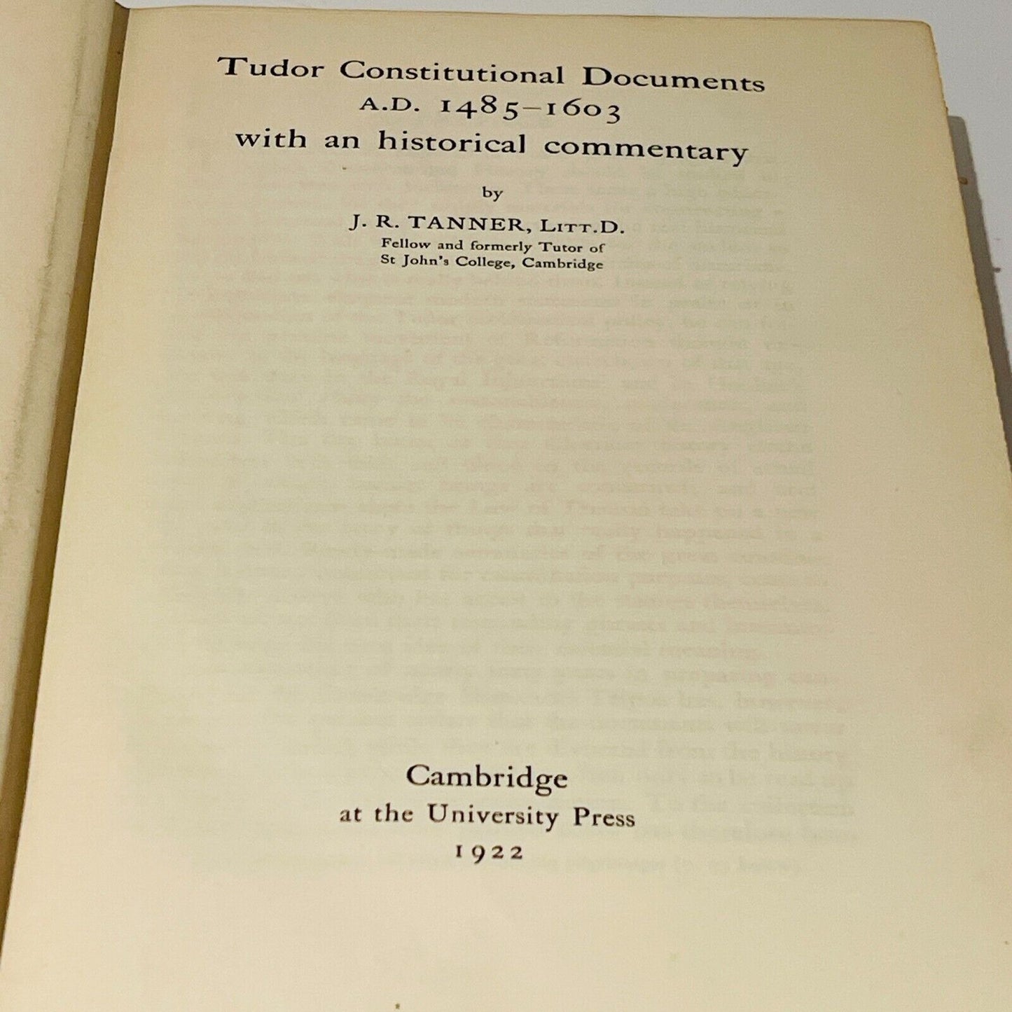 Tudor Constitutional Documents A.D. 1485-1603