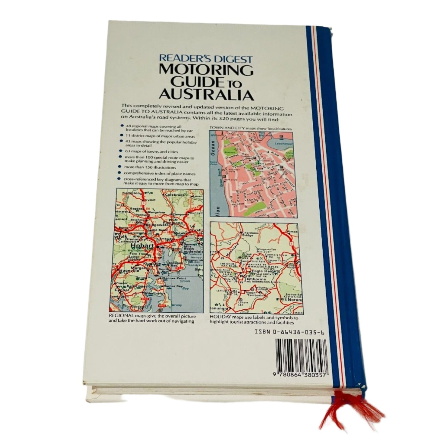 back cover hardcover map guide.  Motoring Guide to Australia.  Readers Digest. Vintage.