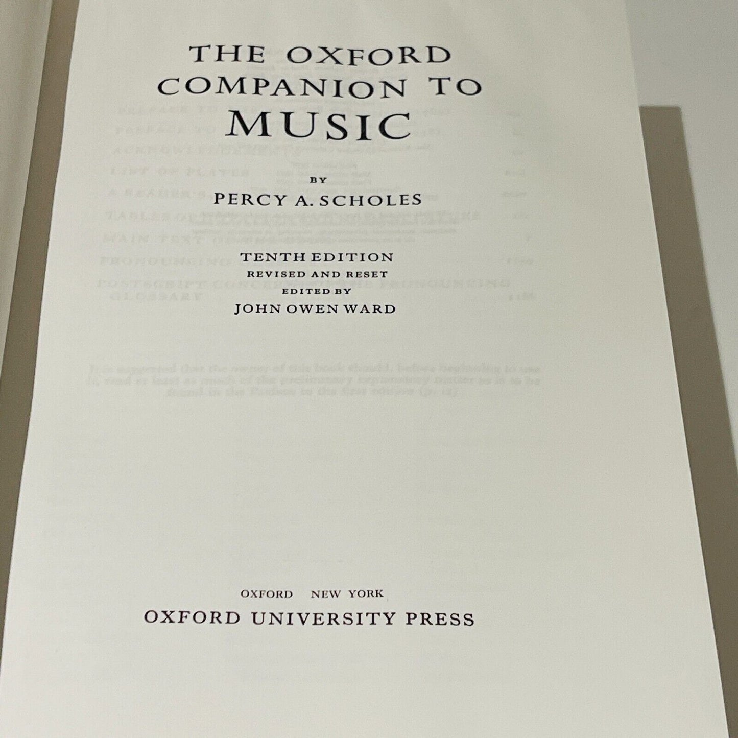 The Oxford Companion to Music • Percy A Scholes