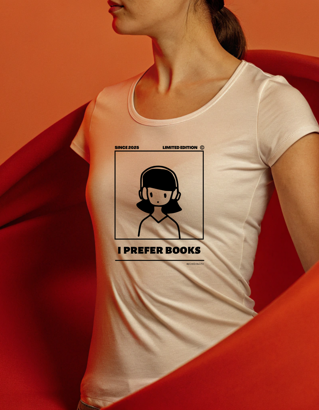 'I Prefer Books' • Bookish T-Shirt • Womens Mali Scoop Neck T-Shirt