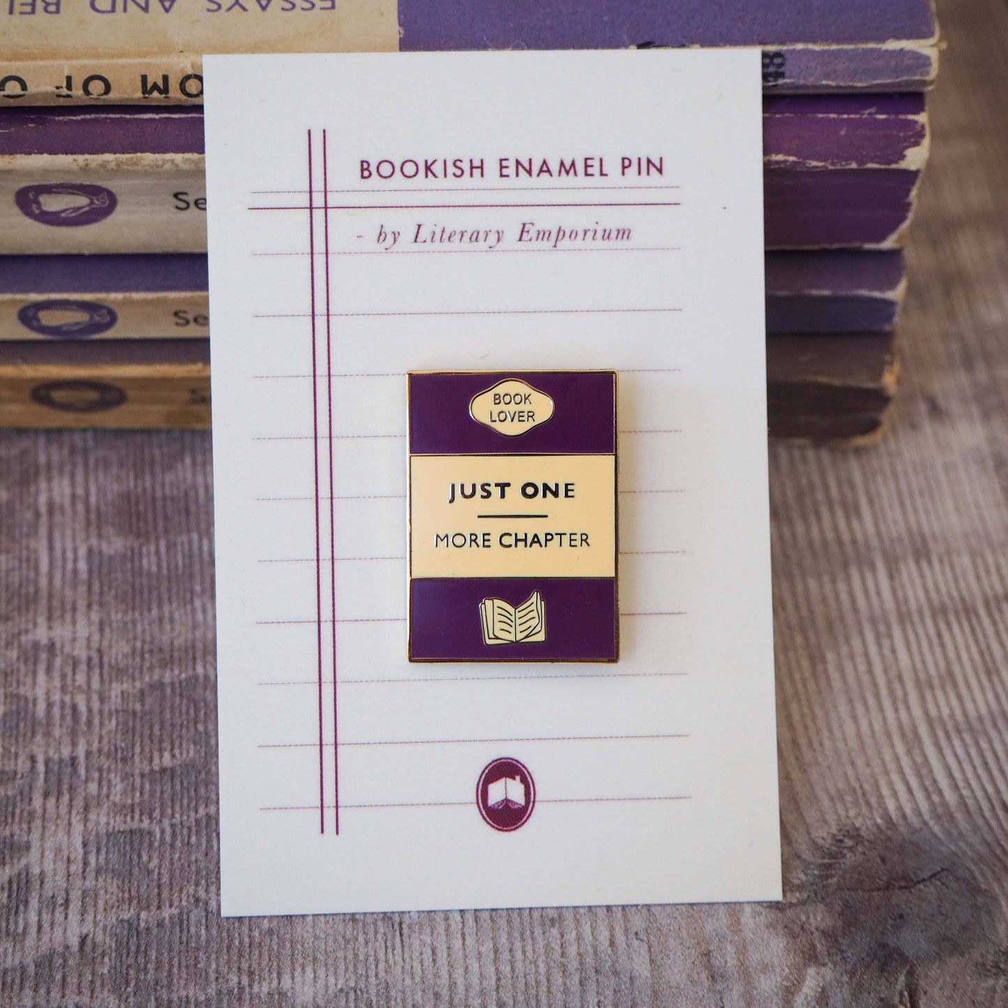 'Just One More Chapter' - Book Lover Enamel Pin Badge