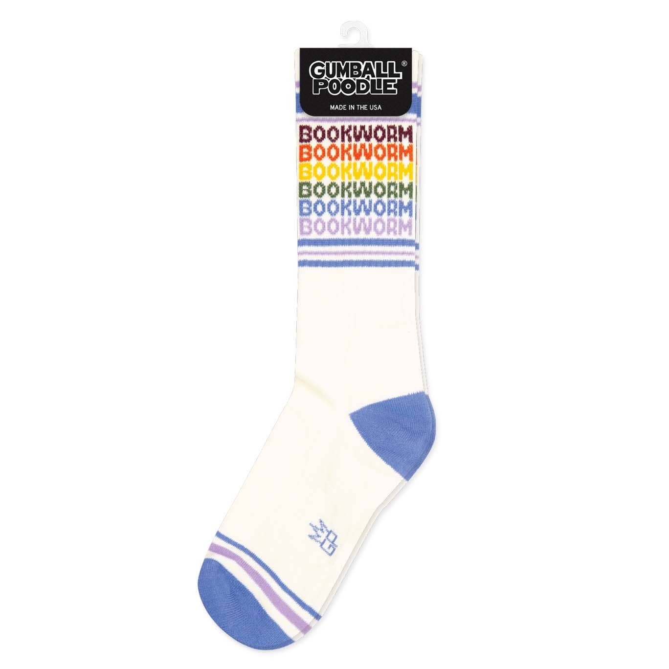 Bookworm Vintage Rainbow Gym Crew Socks • Bookish Socks