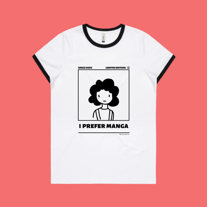 'I Prefer Manga' • Bookish T-Shirt • Women's Ringer Tee Regular fit T-Shirt