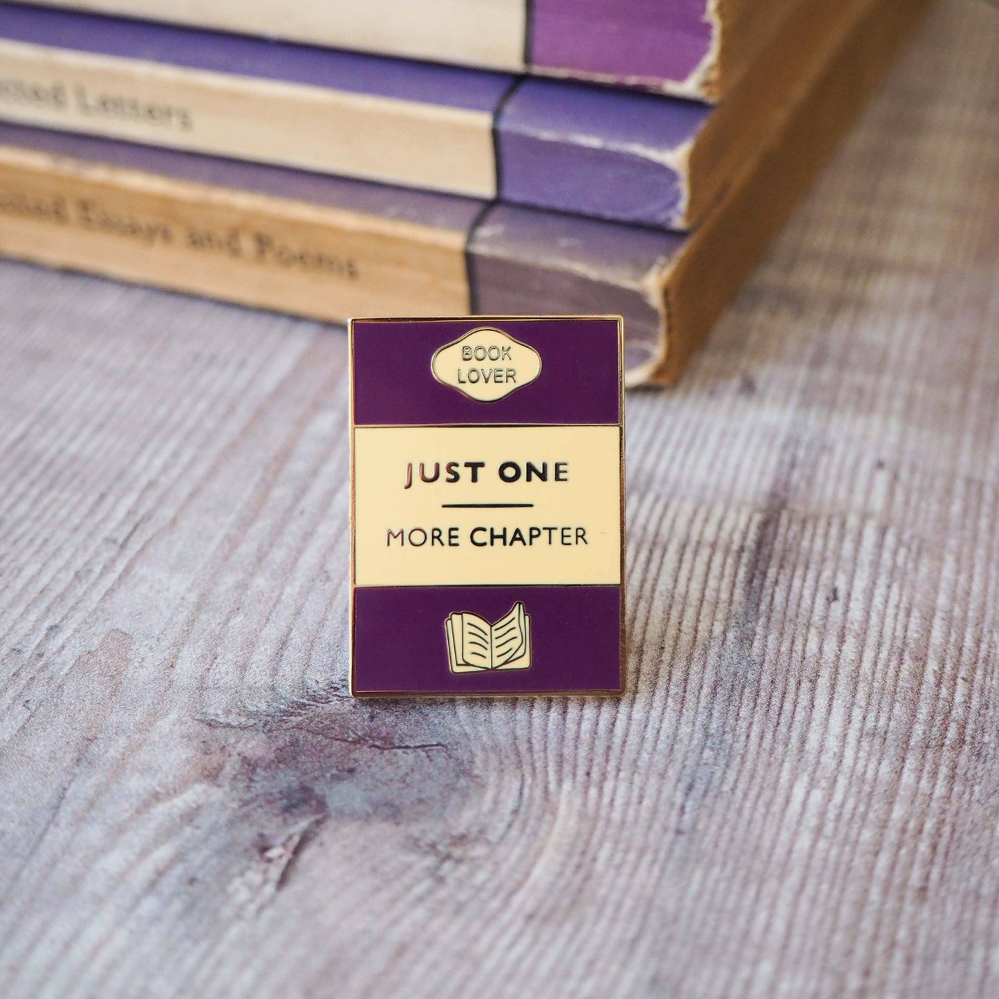 'Just One More Chapter' - Book Lover Enamel Pin Badge